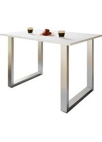 Vcm Mid.you Schreibtisch , Silberfarben, Weiß , Holzwerkstoff , rechteckig , Kufe , 80x76x160 cm , Büromöbel, Schreibtische, Schreibtische