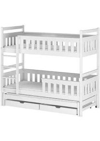 Kids Collective Etagenbett 90x200 cm mit Ausziehbett & zwei Schubladen in weiss , Weiß , Holz , 90x200 cm , Babymöbel & Kindermöbel, Kinderzimmer & Jugendzimmer, Stockbetten