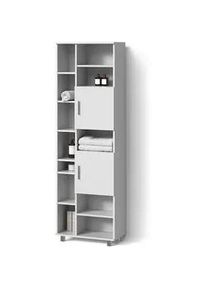Livinity® Badschrank Eisak Weiß 60 x 190 cm , Holzwerkstoff , 14 Fächer , Rechteckig , 60x190x30 cm , Badezimmer, Badmöbel, Hochschränke