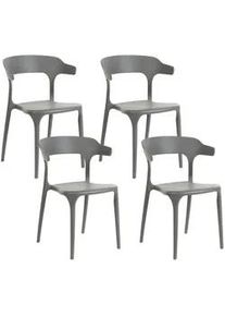 Beliani Gartenstühle 4er-Set Kunststoff grau Gubbio , 50x76x49 cm , Gartenmöbel, Gartensessel, Gartenstühle