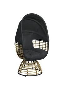 Ambia Garden Gartenmuschel , Naturfarben, Schwarz , Metall, Kunststoff, Textil , Füllung: Fleece , 80.5x73x160 cm , verstellbares Dach , Gartenmöbel, Loungemöbel, Sonneninseln