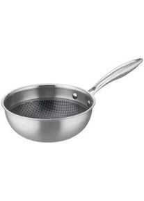 GSW Sauteuse , Edelstahlfarben , Metall , 1,5 l , ISO 9001 , hitzebeständige Griffe, backofengeeignet, kratzfest, rostfrei, antihaftbeschichtet, geschmacksneutral, PFOA-frei, PTFE-frei, energiesparend, PFAS-frei, Dreischicht-Material mit durchgängigem Aluminiumkern, optimale und gleichmäßige Wärmeverteilung bis zum Rand, antihaftversiegelte Wabenstruktur , Kochgeschirr, Pfannen