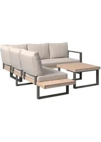 Ambia Garden Loungegarnitur , Beige , Holz, Metall , 3-teilig , Akazie , Schichtholz, vollmassiv , 238x216 cm , FSC 100% , Gartenmöbel, Loungemöbel, Loungegarnituren