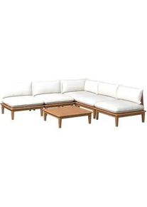 Ambia Garden Loungegarnitur , Akaziefarben, Beige , Holz , Akazie , massiv , Füllung: Komfortschaum,Polyester , A-Form , 80x65x80 cm , Gartenmöbel, Loungemöbel, Loungegarnituren