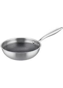 GSW Sauteuse , Edelstahlfarben , Metall , 2,65 l , ISO 9001 , hitzebeständige Griffe, backofengeeignet, kratzfest, rostfrei, antihaftbeschichtet, geschmacksneutral, PFOA-frei, PTFE-frei, energiesparend, PFAS-frei, Dreischicht-Material mit durchgängigem Aluminiumkern, optimale und gleichmäßige Wärmeverteilung bis zum Rand, antihaftversiegelte Wabenstruktur , Kochgeschirr, Pfannen