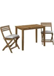 Ambia Garden Balkonset , Akaziefarben , Holz , Akazie , Hartholz , Füllung: Baumwollfüllung , 100x59x74 cm , Stuhl klappbar , Gartenmöbel, Gartengarnituren, Balkonmöbel-Sets