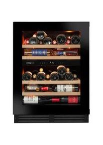 Weinkühlschrank , Schwarz , Holz, Metall, Kunststoff, Glas , Buche , F , 59.5x81.7x57.0 cm , Küchen, Küchenelektrogeräte, Weinkühlschränke