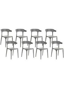Beliani Gartenstühle 8er-Set Kunststoff grau Gubbio , 50x76x49 cm , Gartenmöbel, Gartensessel, Gartenstühle