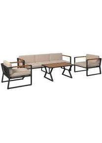 Ambia Garden Loungegarnitur , Anthrazit , Holz, Metall , 4-teilig , Akazie , massiv , Füllung: Polyester, Polyurethan (PUR),Polyester , U-Form , Fsc, Bsci , Gartenmöbel, Loungemöbel, Loungegarnituren