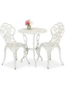 Relaxdays 3-tlg.GARTENMÖBEL-SET , Metall , rund , Gartenmöbel, Gartengarnituren, Balkonmöbel-Sets