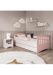 Mid.you Kinder-/Juniorbett , Weiß, Pink , Textil , Birke , Sperrholz,Schichtholz , H2 , 1-Zonen , Höhe ca. 15 cm , links montierbar, rechts montierbar , 80x160 cm , mit Schubkästen,nicht verstellbar , Babymöbel & Kindermöbel, Kinderzimmer & Jugendzimmer, Kinderbetten, Kinderbetten & Jugendbetten