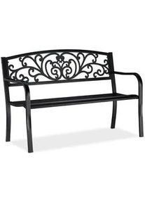 Relaxdays Gartenbank , Metall , 127x86.5x60 cm , Gartenmöbel, Gartenbänke