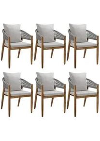 TecTake Gartenstuhl Manacor,höhenverstellbare Kunststofffüße,greige , Holz , 59x76.5x58 cm , Gartenmöbel, Gartensessel, Gartenstühle