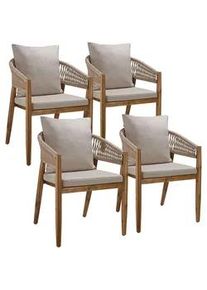 TecTake Gartenstuhl Manacor,höhenverstellbare Kunststofffüße,Sand , Holz , 59x76.5x58 cm , Gartenmöbel, Gartensessel, Gartenstühle