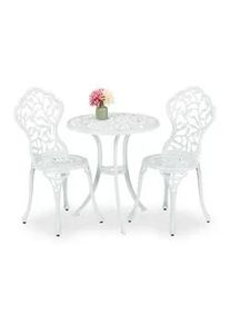 Relaxdays 3-tlg.GARTENMÖBEL-SET , Metall , rund , Gartenmöbel, Gartengarnituren, Balkonmöbel-Sets