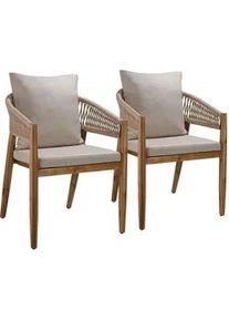 TecTake Gartenstuhl Manacor,höhenverstellbare Kunststofffüße,Sand , Holz , 59x76.5x58 cm , Gartenmöbel, Gartensessel, Gartenstühle