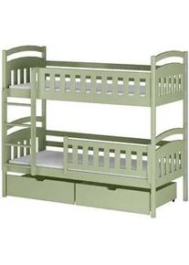Kids Collective Etagenbett 90x200 cm mit zwei Schubladen & zwei Matratzen in Olivgrün , Holzwerkstoff , 90x200 cm , Babymöbel & Kindermöbel, Kinderzimmer & Jugendzimmer, Stockbetten