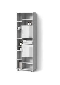 Livinity® Badschrank Eisak Weiß Hochglanz 60 x 190 cm , Weiß Hochglanz, Weiß , Holzwerkstoff , 14 Fächer , Rechteckig , 60x190x30 cm , Badezimmer, Badmöbel, Hochschränke