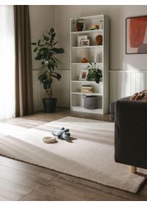 Tapis poil ras shaggy lavable Melvin Crème 200x200 cm - Tapis poil court design moderne pour salon