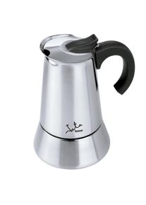 Cafetera italiana de acero inoxidable JATA CAX104 de 4 tazas. Apta para todas las cocinas, incluida inducción. Asa maciza
