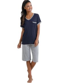 wäschepur Damska Krátke pyžamo-výstrih V melírovaná námornícka modrá a sivá veľkosť 52/54