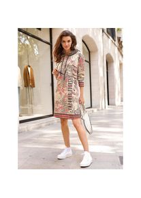 Inspirationen , Damen , Shirtkleid »Druck-Kleid« , sand-dunkeltaupe-bedruckt , Normalgrößen , 48 -Normalgrößen , 48 , mit Kapuze