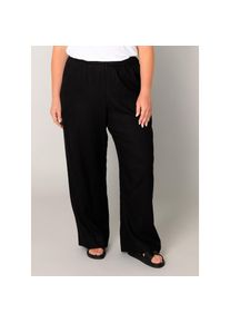 Base Level Curvy, Damen, Leinenhose &raquo;Yula&laquo; Sommerhose, Leinen-Viskose-Mix, mit elastischem Bund, black, N-Gr, 44 -N-Gr, black, Sommerhose von BASE 