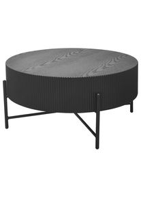 CARRYHOME Couchtisch , Schwarz , Metall, Holzwerkstoff , rund , Rundrohr , 80x40x80 cm , Wohnzimmer, Wohnzimmertische, Couchtische, Couchtische rund