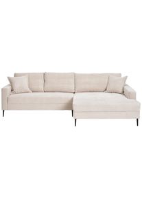 CARRYHOME Ecksofa , Creme , Textil , F&uuml;llung: Schaumstoff,Schaumstoff , Ottomane rechts, L-Form , 276x173 cm , Stoffauswahl, seitenverkehrt erh&auml;ltlich, R&uuml;cken echt , Wohnzimmer, Sofas & Couches, Wohnlandschaften, Ecksofas
