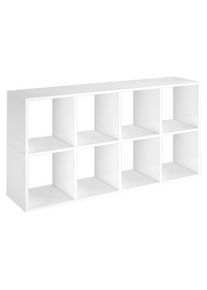 Mid.you Regal, Wei&szlig;, Holzwerkstoff, 8 F&auml;cher, 110x56x33 cm, Fsc, Wohnzimmer, Regale, B&uuml;cherregale