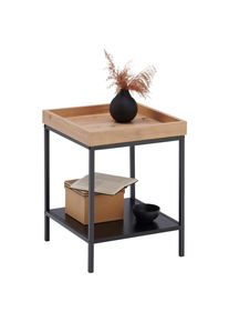 Xora Beistelltisch, Schwarz, Eichefarben, Metall, Holzwerkstoff, quadratisch, eckig, Flachrohr, 40x50x40 cm, Bsci, einfacher Aufbau, Wohnzimmer, Wohnzimmertische, Beistelltische, Beistelltische Metall