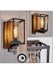 hofstein Portalis Lampada da parete per esterno, Applique Aspetto del legno, Nero, 1-Luce, Sensori di movimento