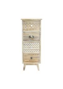 Rebecca Mobili Cassettiera Stretta Comodino 4 Cassetti in Legno Boho Shabby per Camera da letto