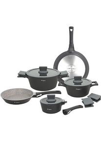 Tognana Milieuvriendliche Gusseisenpfanne mit Anti-Haftbeschichtung und Glasdeckel, Pfanne + Kochtopf, Schwarz