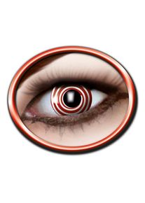 Red and white spiral contact lenses