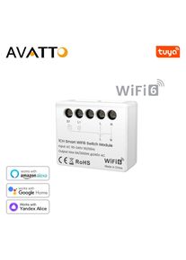 AVATTO Tuya WiFi 6 Mini Smart Light Switch Module,Smart Home Switch DIY Breaker APP Remote Control Works With Alexa,Google Home