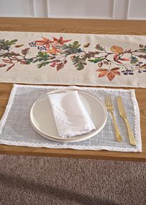 bonprix Set de două accesorii masă cu dungă decorativă (set 2/buc.), alb, Lxl 45/30 cm