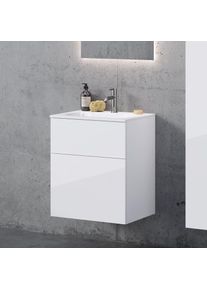 neoro n50T46 Meuble bas l: 60 cm, 2 tiroirs, vasque softcube blanc,, BN0081WH,