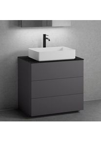 neoro n50 Meuble bas l: 80 cm, 3 tiroirs, vasque l: 58 cm, blanc mat,, BN0065WM+BN0452GR+BN0402C2,