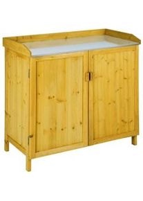 TecTake GmbH tectake Tavolino da giardinaggio con armadietto marrone - 404564