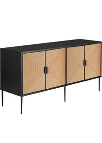 TecTake GmbH tectake Credenza Juna, parti frontali effetto juta, 2 scomparti armadio nero/marrone - 405894