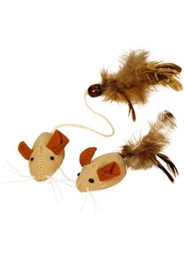 KERBL Pet Nature Mäuse mit Federn, 4,5cm, 2 Stück