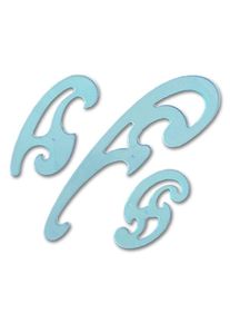 Burmester Kurvensatz transparent blau dreiteiliges Set