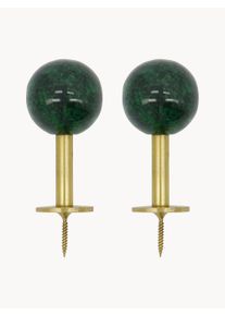 house doctor Cabide de parede em metal artesanal Ball, conjunto de 2 Dourado, Verde Metal L 8 x Alt 4 cm