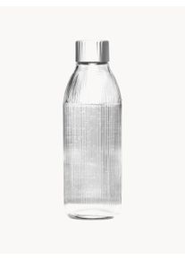 MYSODA Sklenen&aacute; fľa&scaron;a Glassy Transparentn&aacute;, Strieborn&aacute; Sklo, Kov 1 l