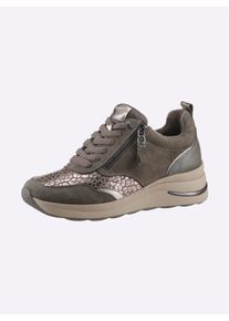 Tamaris Dames Sneaker in taupe ,maat 38, Witt, 50% Glad leer, 40% Imitatieleer, 10% Textiel