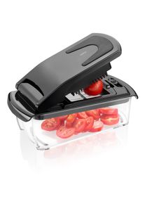 Gefu Zerkleinerer &raquo;W&uuml;rfel- und Stifteschneider + 3 Schneidgitter&laquo; Aufbewahrungsdeckel und Reinigungskamm inklusive