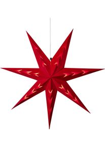 Konstsmide Dekostern Papierstern mit LED-Technik, rotem Samt, V-förmig perforiert, 7 Zacken in rot