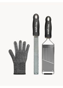 Microplane Komplet tarki z rękawicą odporną na przecięcia i szpatułką Gourmet, 3 elem. Czarny Różne rozmiary