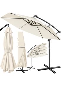 Kingsleeve Zweefparasol LED Crème Mali Ø350cm UV-bescherming 80+ met hoes